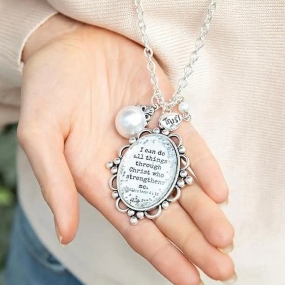 New Plunder "All Things Through Christ" Inspirational Necklace (30.5") - Picture 4 of 5